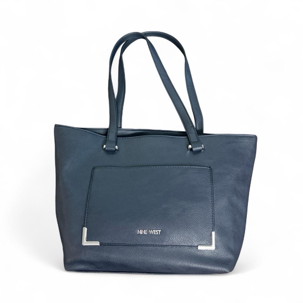 Nine West Women's Navy Shoulder Tote Bag M Quiet Luxury Preppy Minimalist